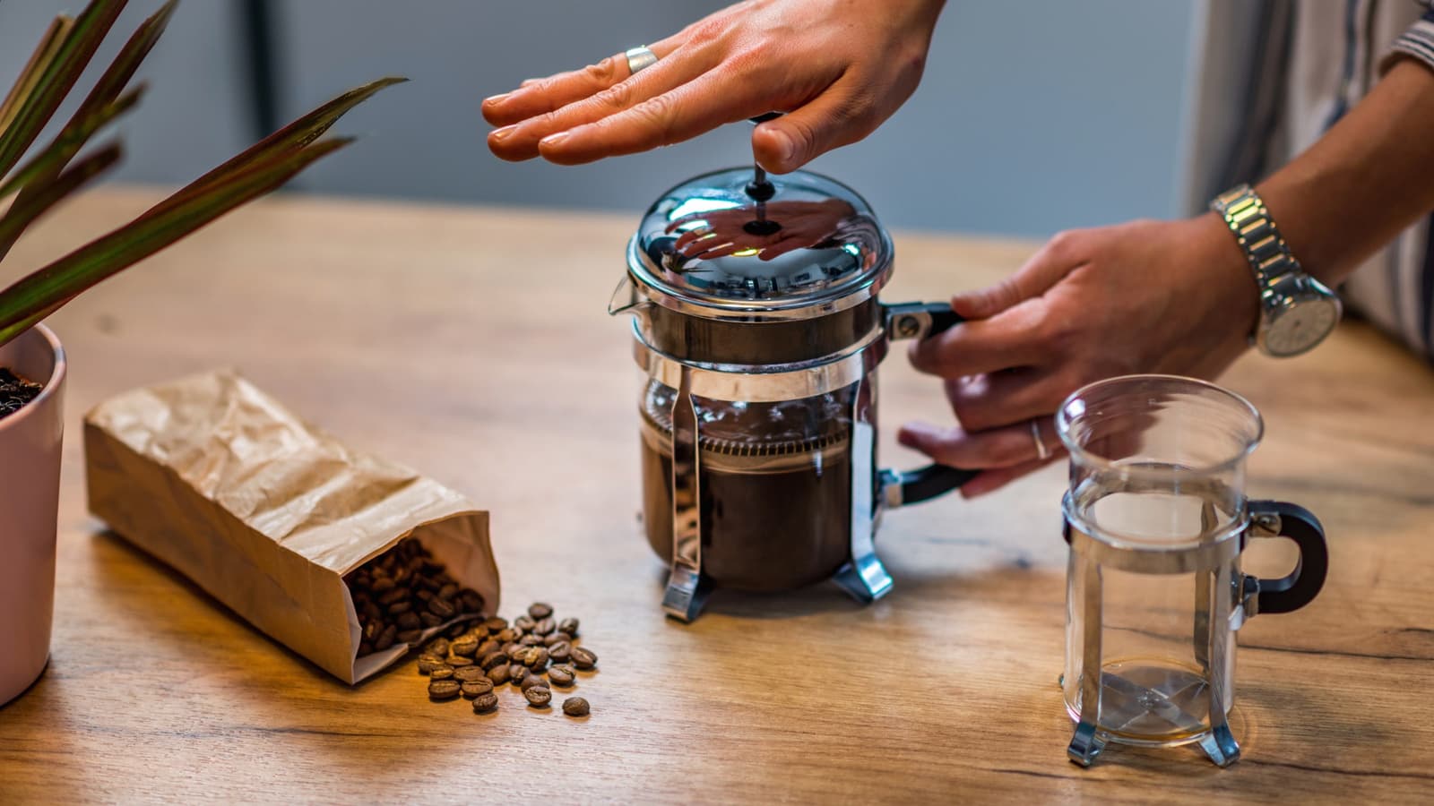 French press coffee maker - manual brewing method for rich, full-bodied coffee without electricity
